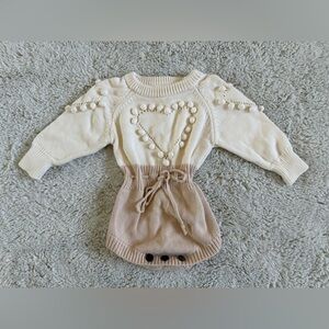 Long Sleeve Pom Pom Romper - 12 months